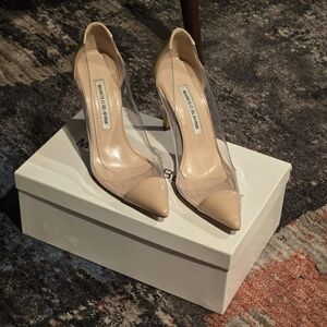 MANOLO BLAHNIK 105mm Pointe Nude 37
